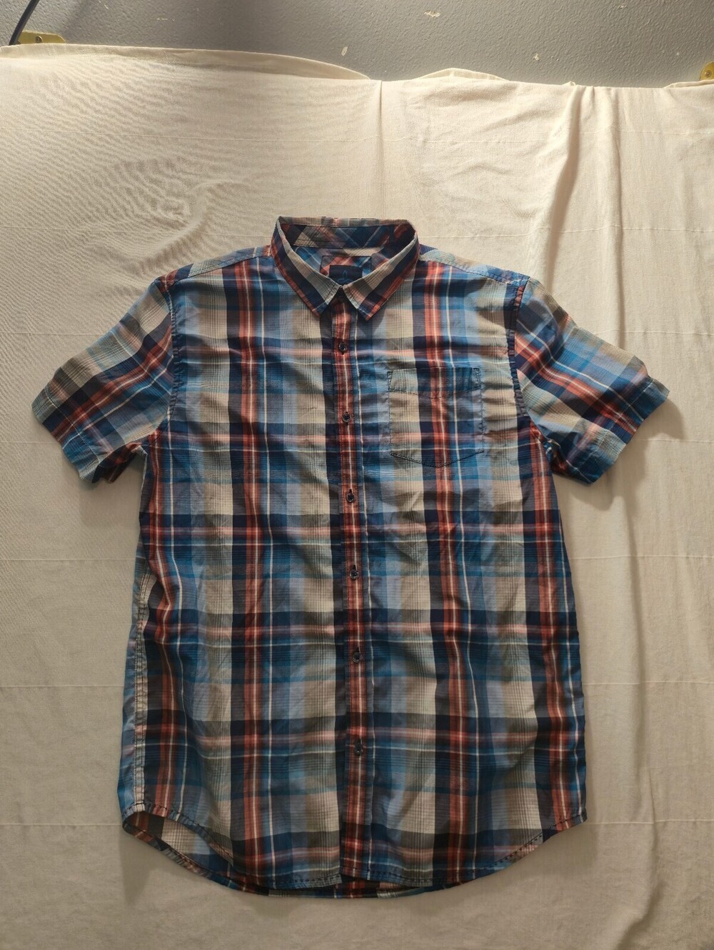 prAna Men's Large Plaid Short Sleeve Button-Up Shirt